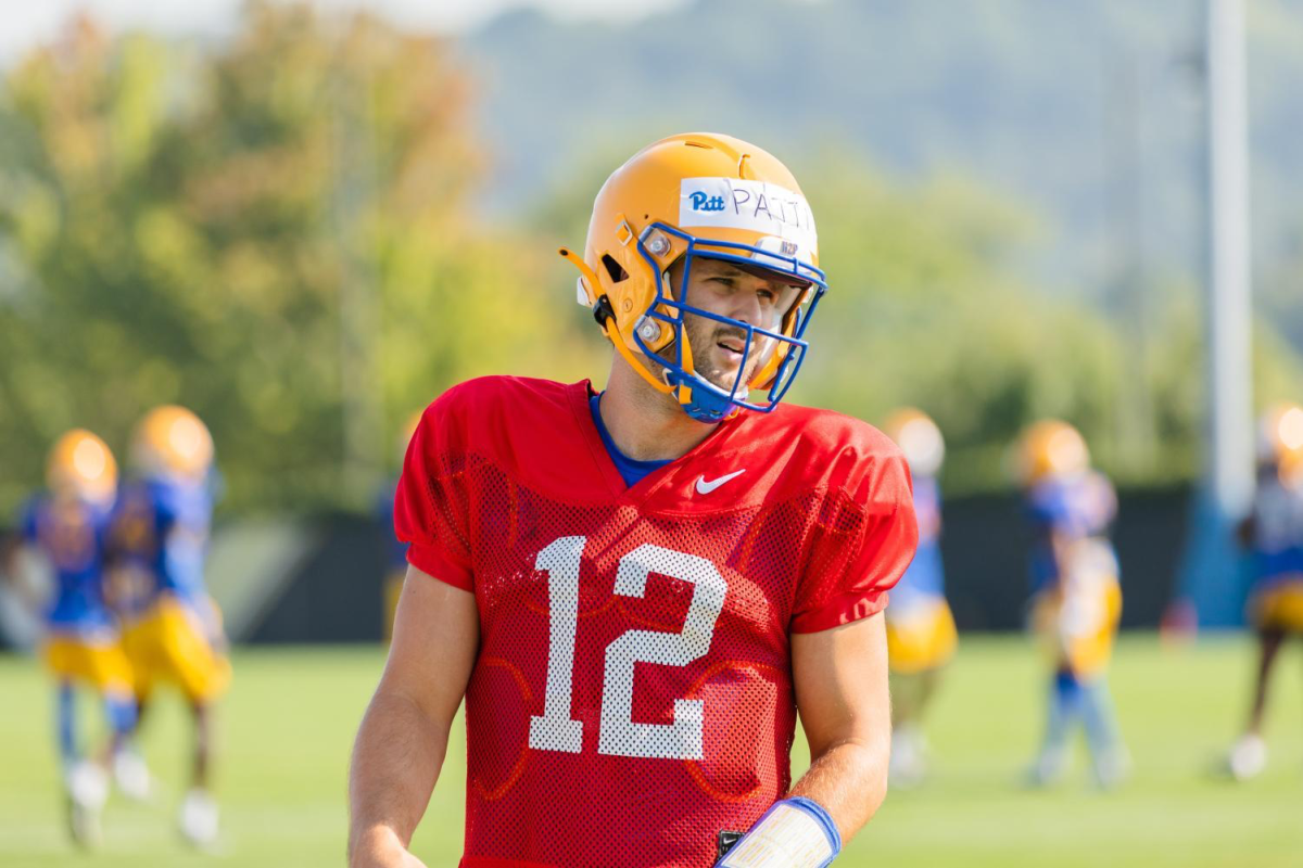 Former quarterback Nick Patti at Pitt football practice at the UPMC Rooney Sports Complex.
