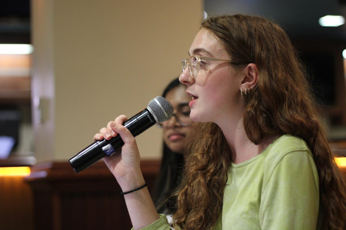 A student speaks to Student Government Board on Tuesday, Oct. 22.