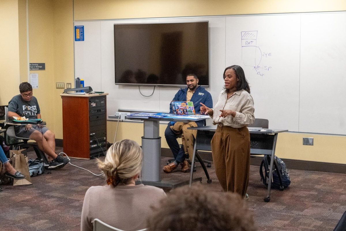 Summer Lee speaks to attendees in David Lawrence Hall on Wednesday, Oct. 23. 
