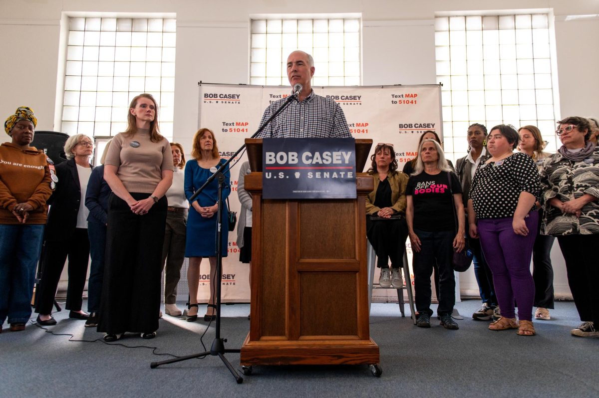 Sen. Bob Casey, D-Pa., speaks at a town hall for women’s reproductive rights on Sunday, Nov. 3. 
