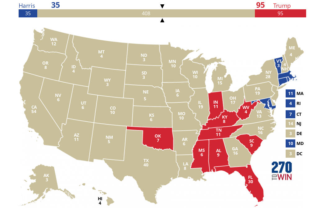 Race to 270: Trump leads 95-35