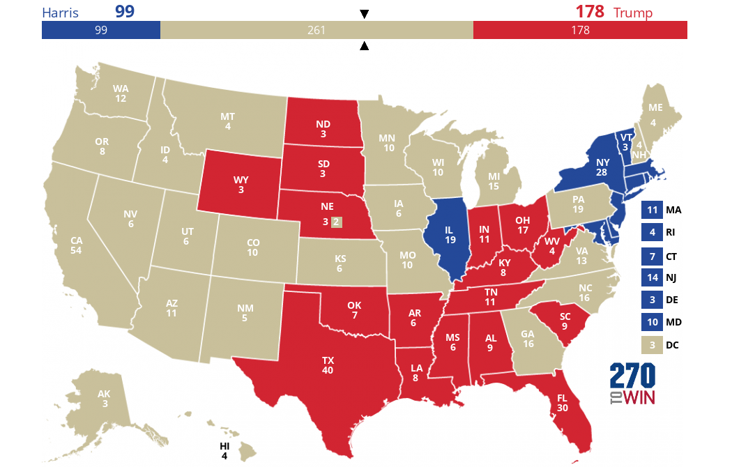 Race to 270: Trump leads 177-99