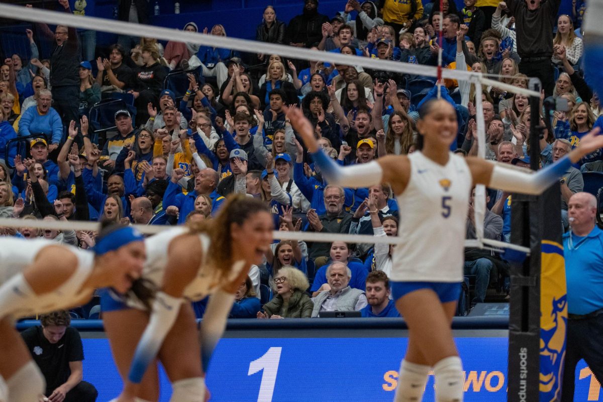 The audience cheers for Pitt volleyball during the game against UNC in the Fitzgerald Field House on Friday, Nov. 8.
