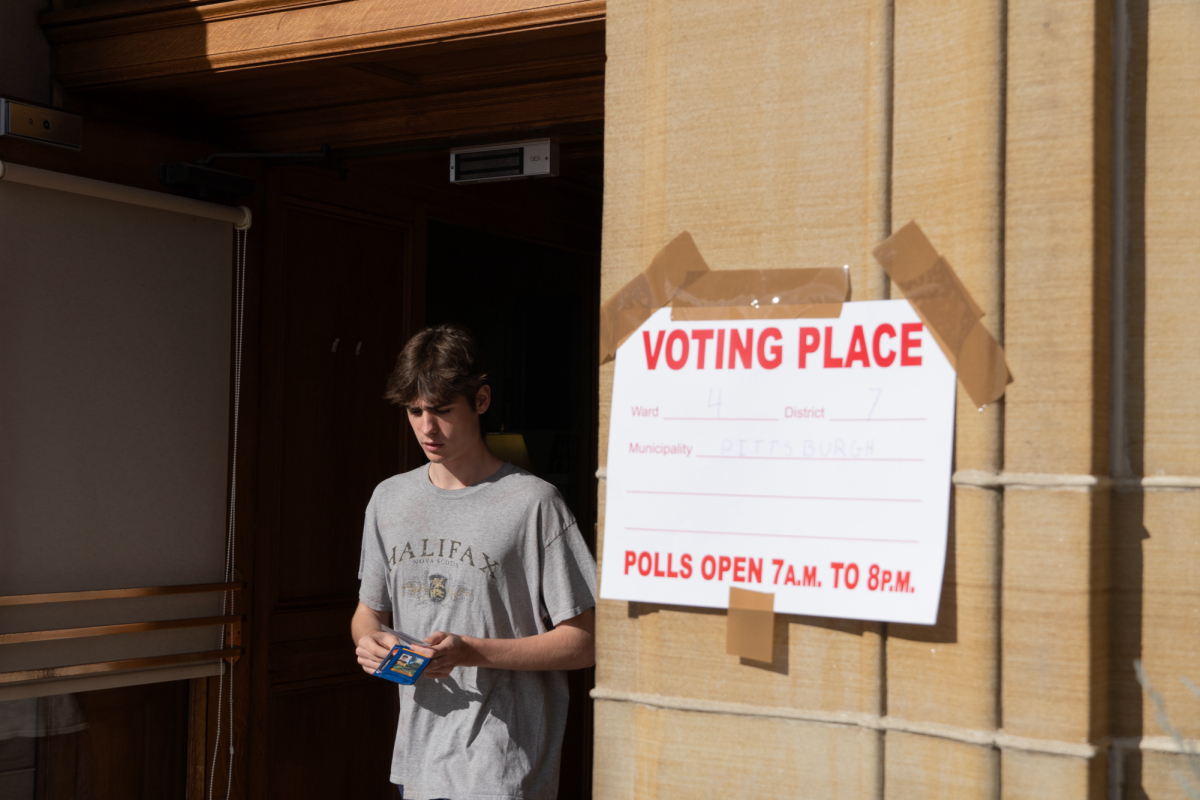 A voter walks out of Soldiers and Sailors Memorial Hall & Museum on Tuesday, Nov. 5.