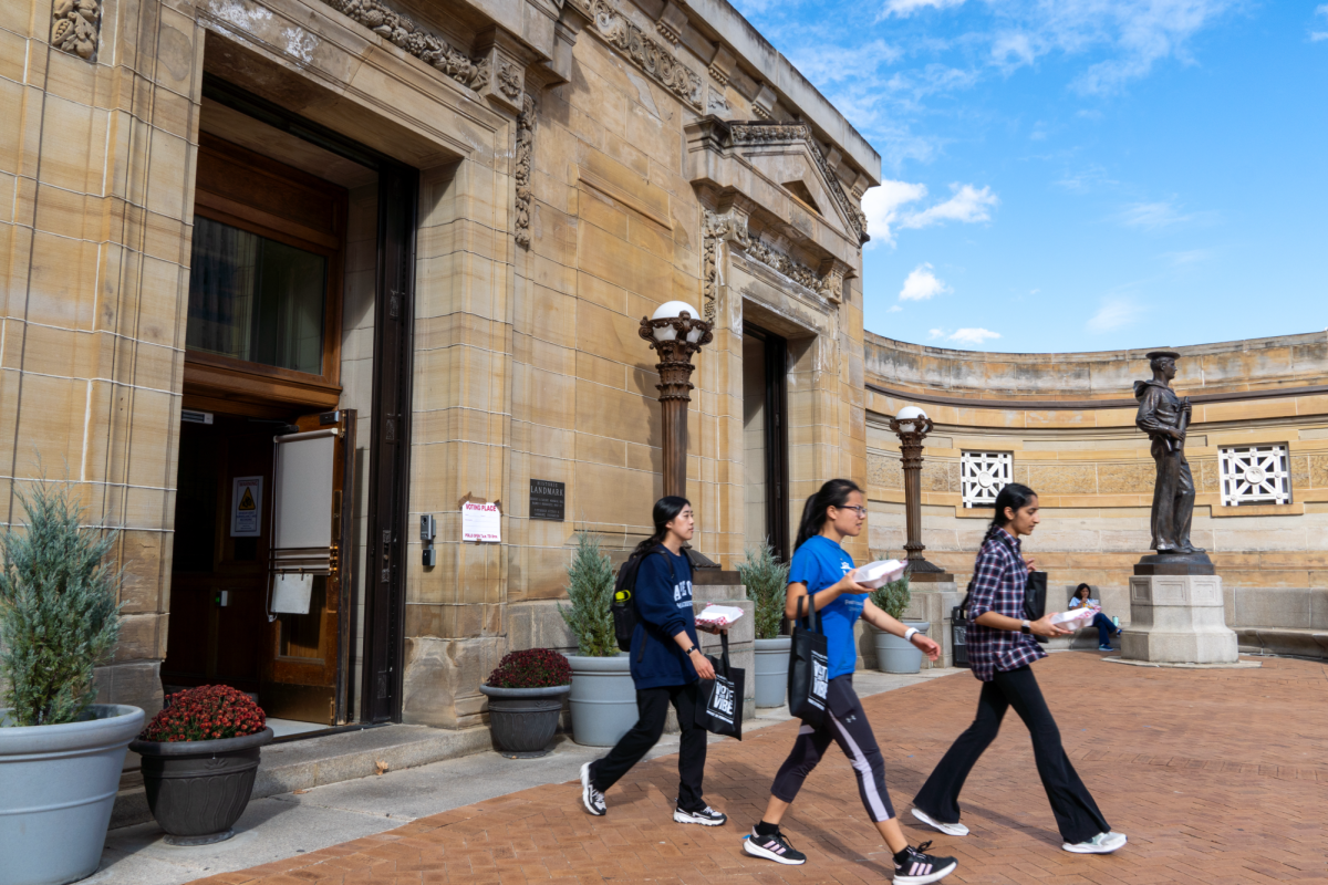 Voters exit Soldiers and Sailors Memorial Hall & Museum on Tuesday, Nov. 5.