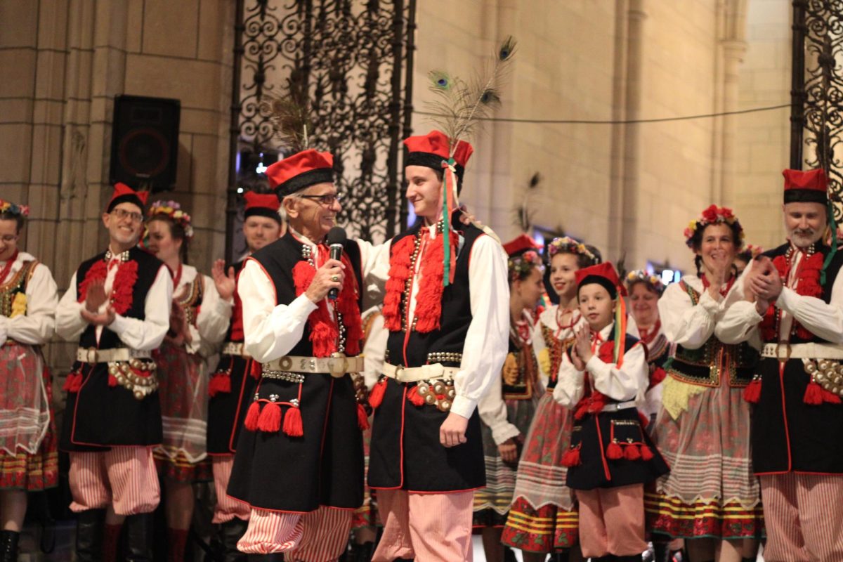 Participants at PolishFest 2024 in the Cathedral of Learning.