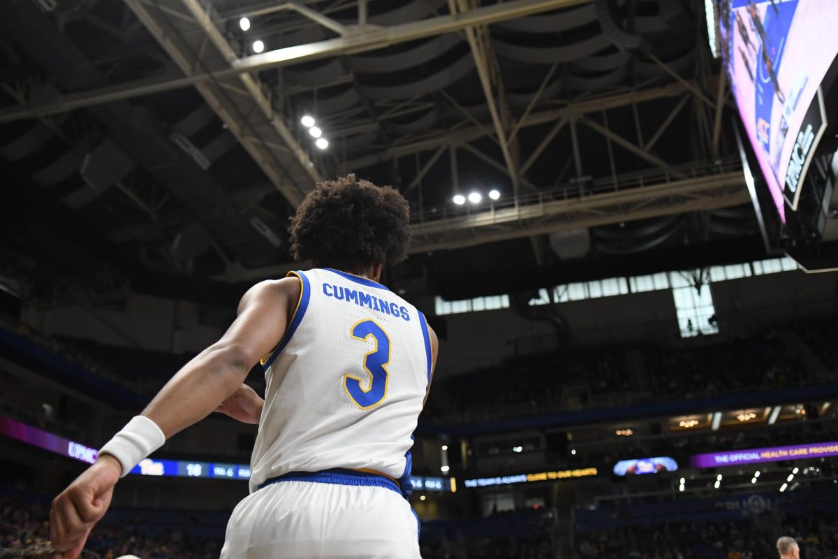 First-year guard Brandin Cummings (3) during Pitt’s New Year’s Day game against Cal at the Petersen Events Center on Wednesday, Jan. 1.