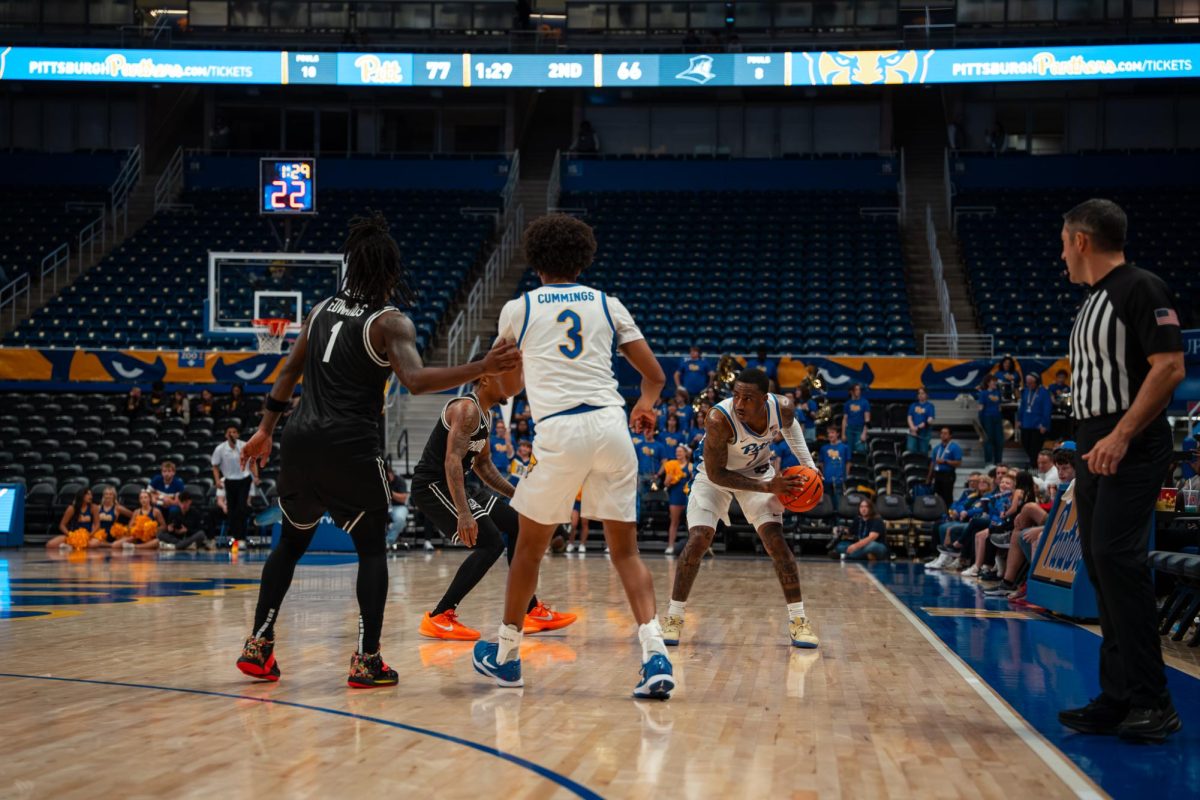 Pitt basketball player Damarco Minor (7) during a game against Providence at the Petersen Events Center on Oct. 19, 2025.

