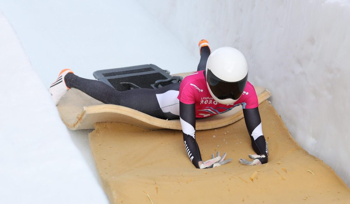Sandro Halank’s second run in women’s skeleton at the 2020 Winter Youth Olympics on Jan. 19, 2020.