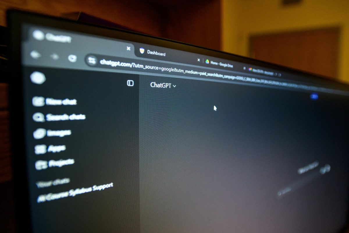 A computer screen with ChatGPT open on it. 