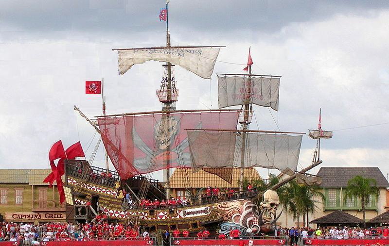 The pirate ship at Raymond James Stadium in Tampa Bay, Florida.

